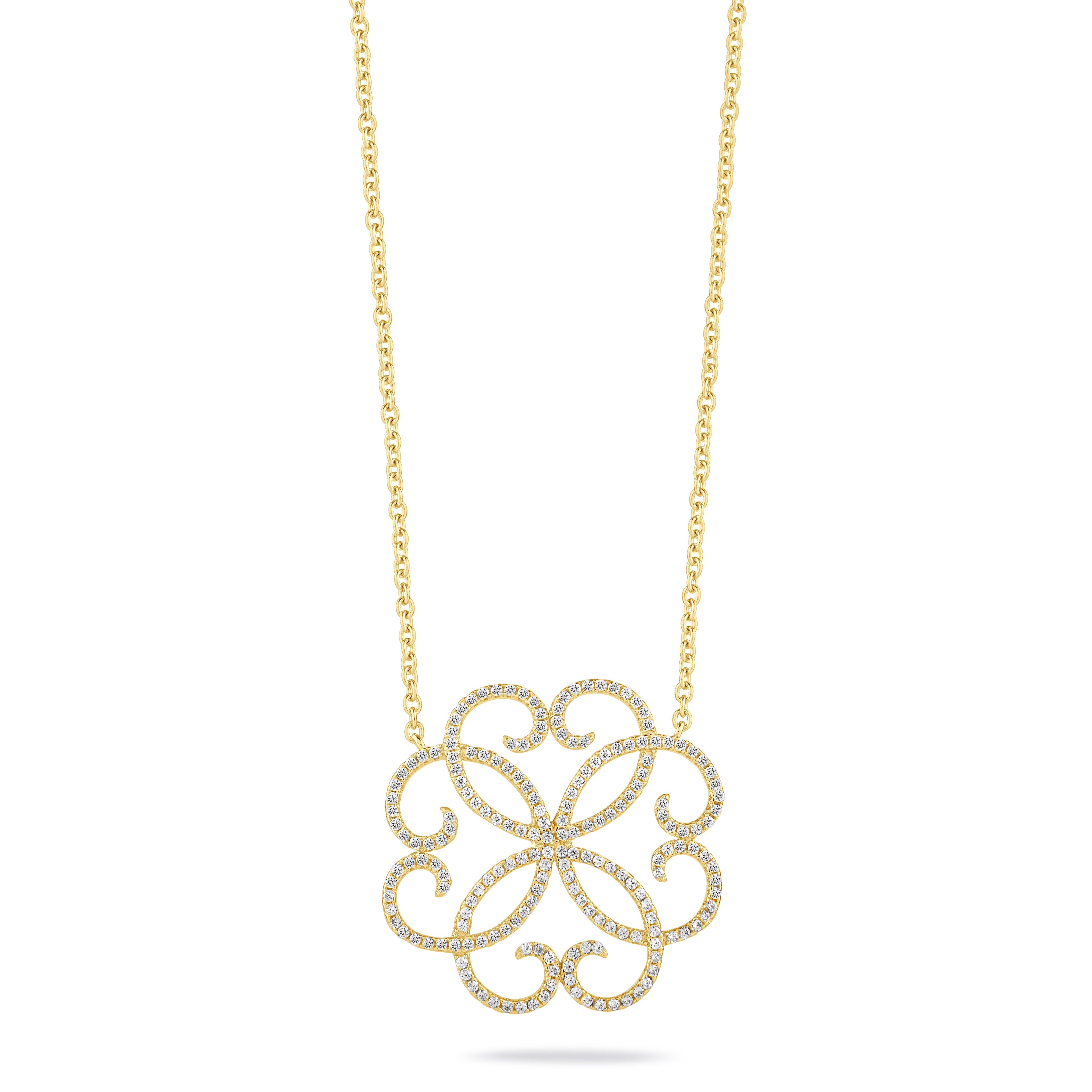 Heart Flower CZ Pendant Necklace