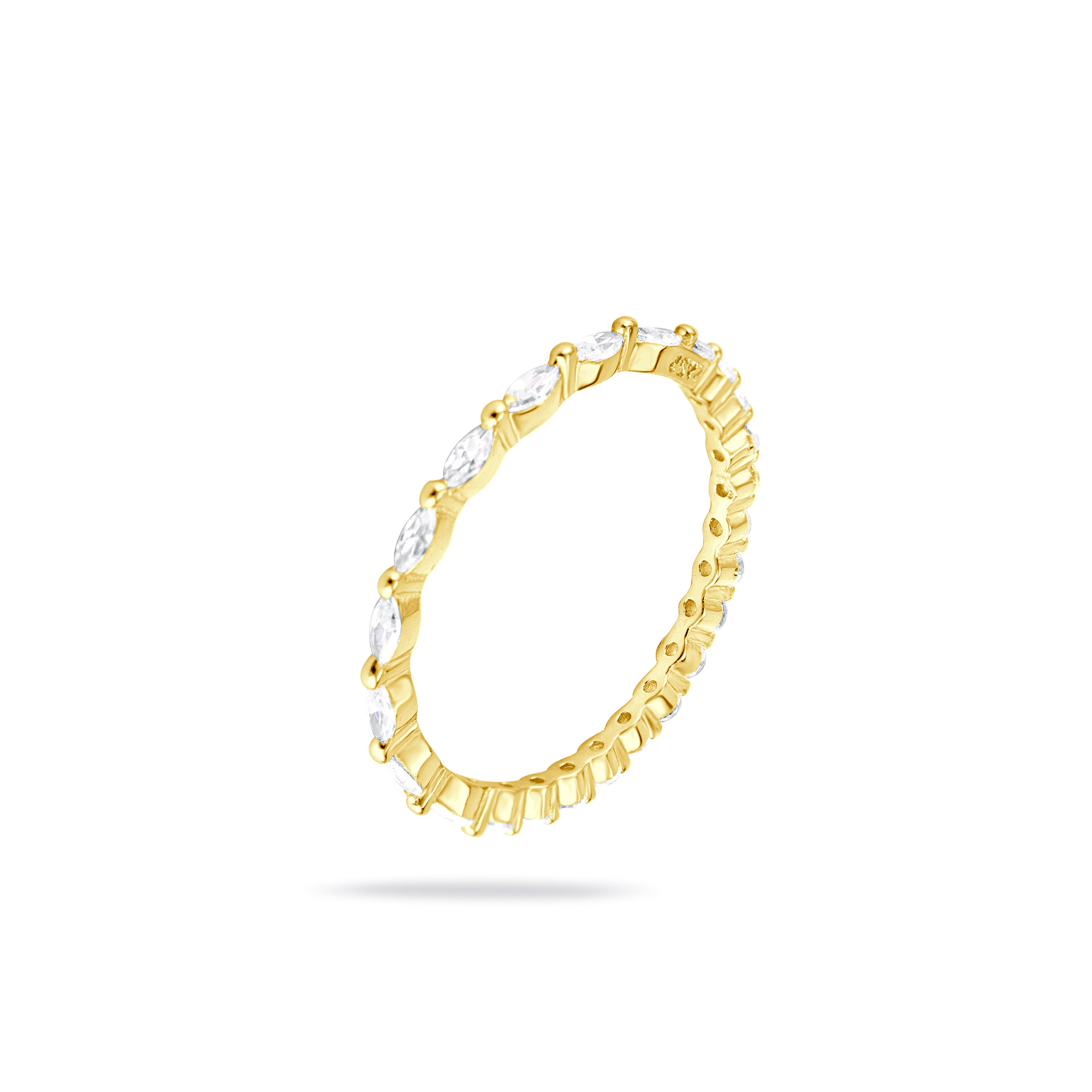 Gold Plated Rainbow Baguette CZ Ring
